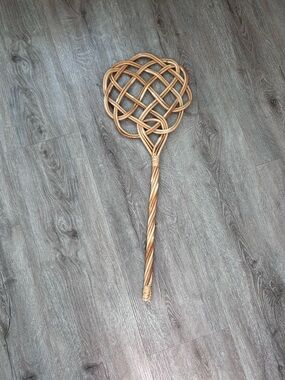 Handwoven Rattan/ Wicker Cane Rug Beater- Decorative Wall Hanging
